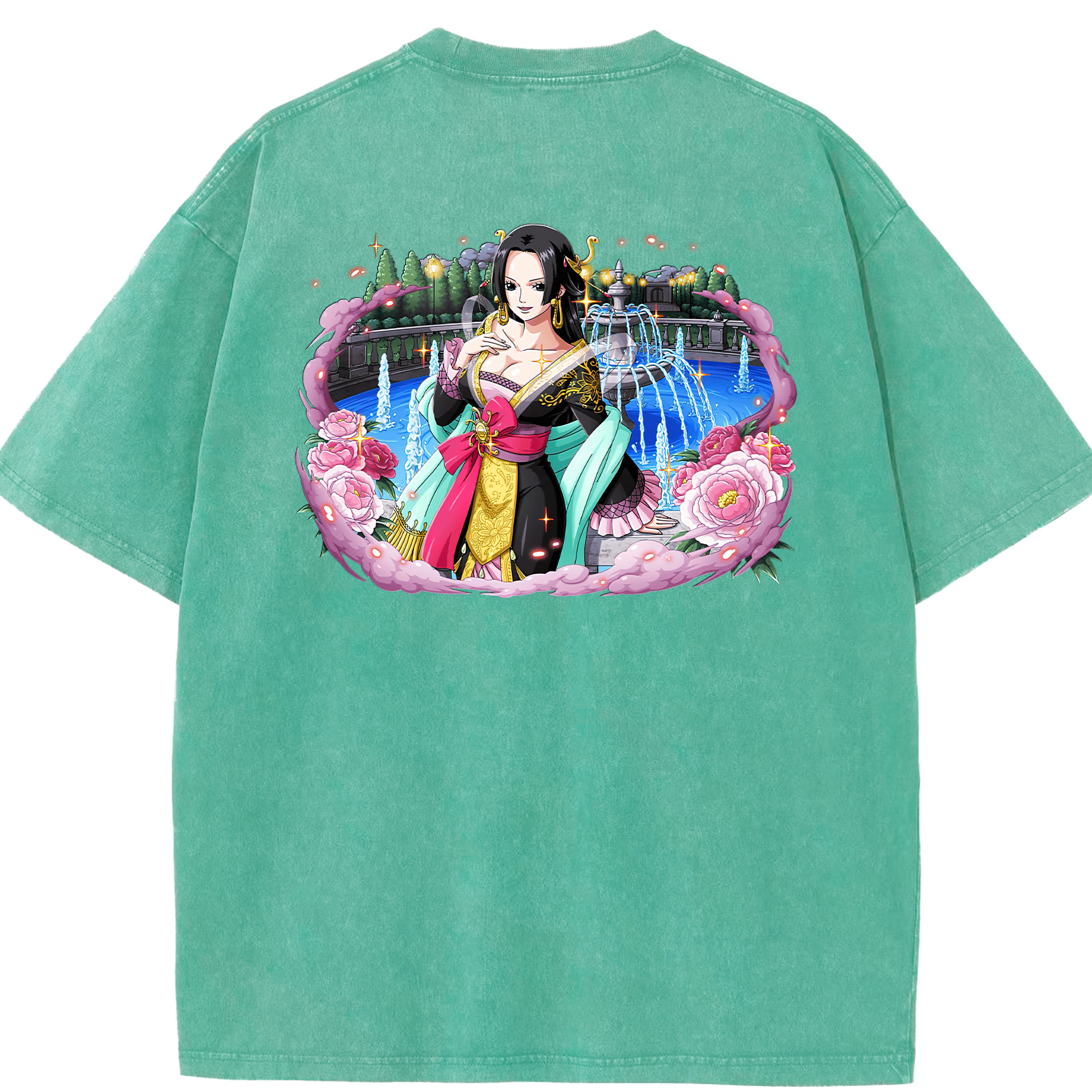 ワンピース ボア・ハンコック ONE PIECE Boa·Hancock 綿100% ヴィンテージ風 半袖Tシャツ（背面プリント）
